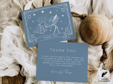 Thank You Baby Shower Invitation Insert | Tarot Inspired Baby Shower Thank You Card (Blue)