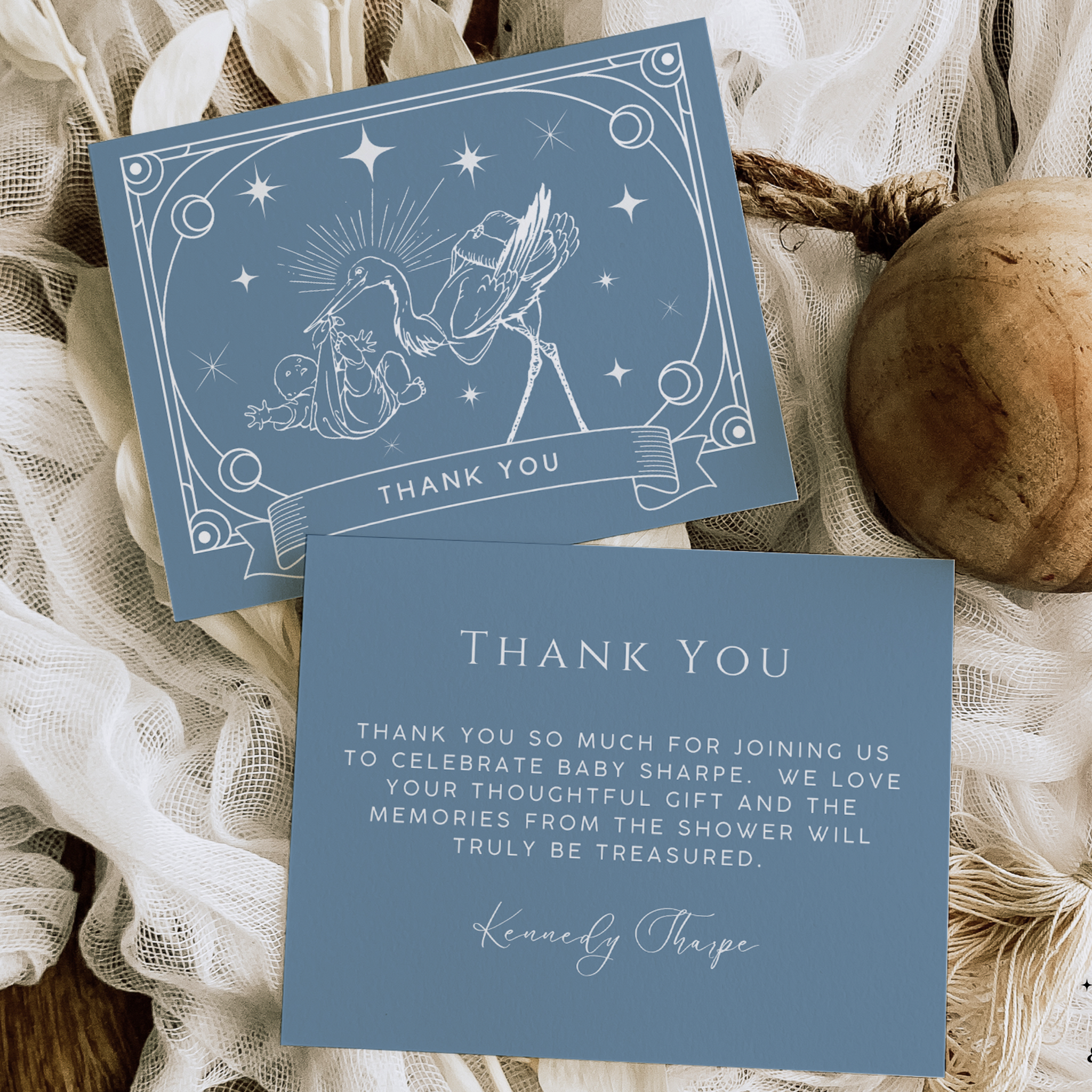 Thank You Baby Shower Invitation Insert | Tarot Inspired Baby Shower Thank You Card (Blue)