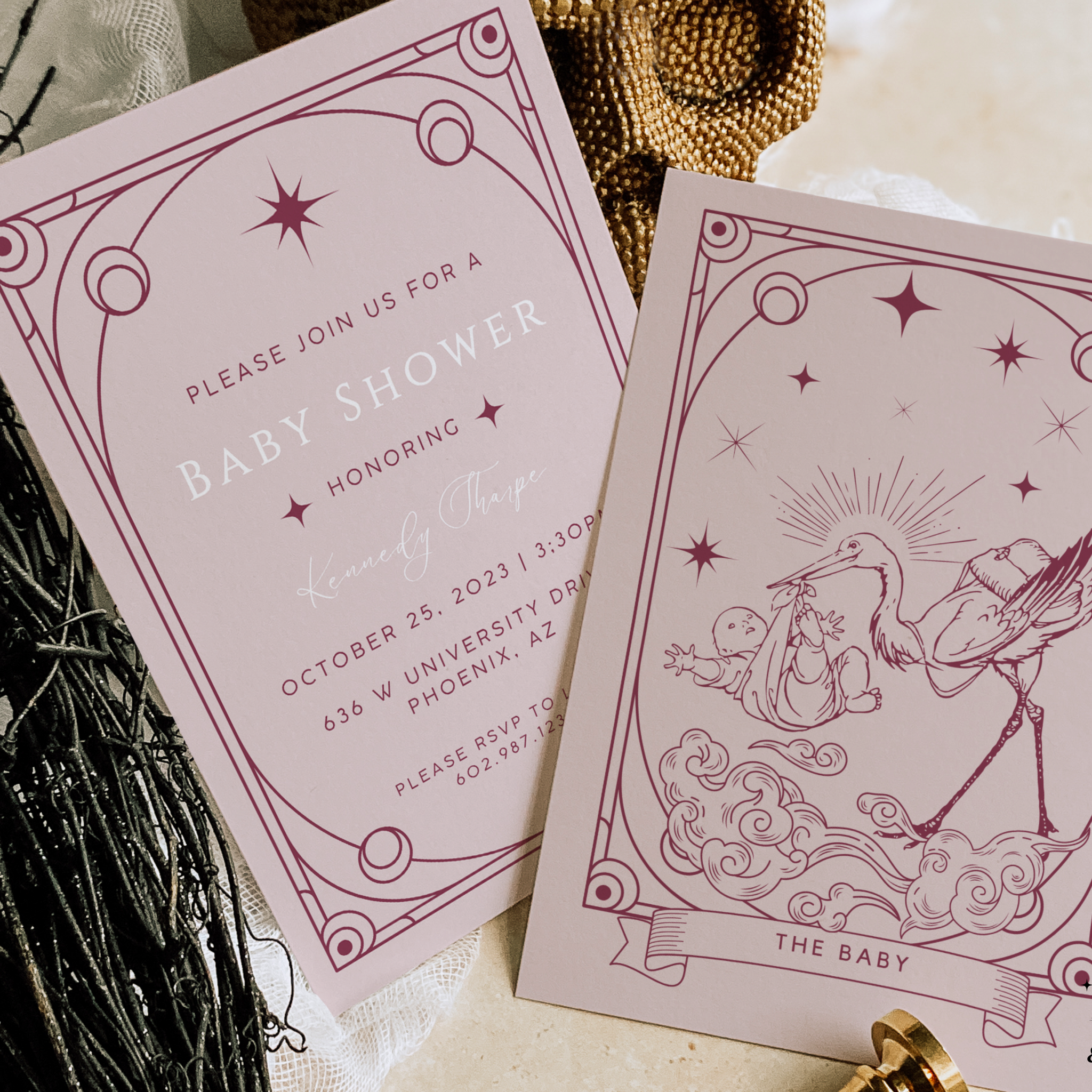 THE BABY | Tarot Inspired Baby Shower Invitation (Pink)