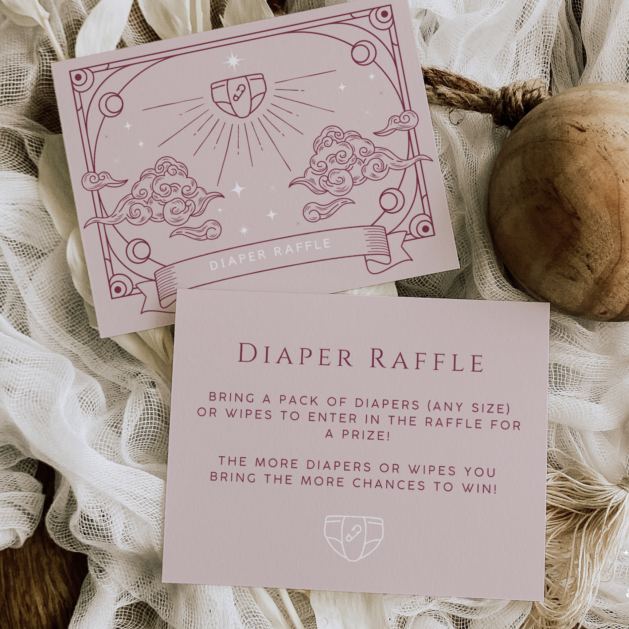Pink Tarot Inspired Diaper Raffle Card
