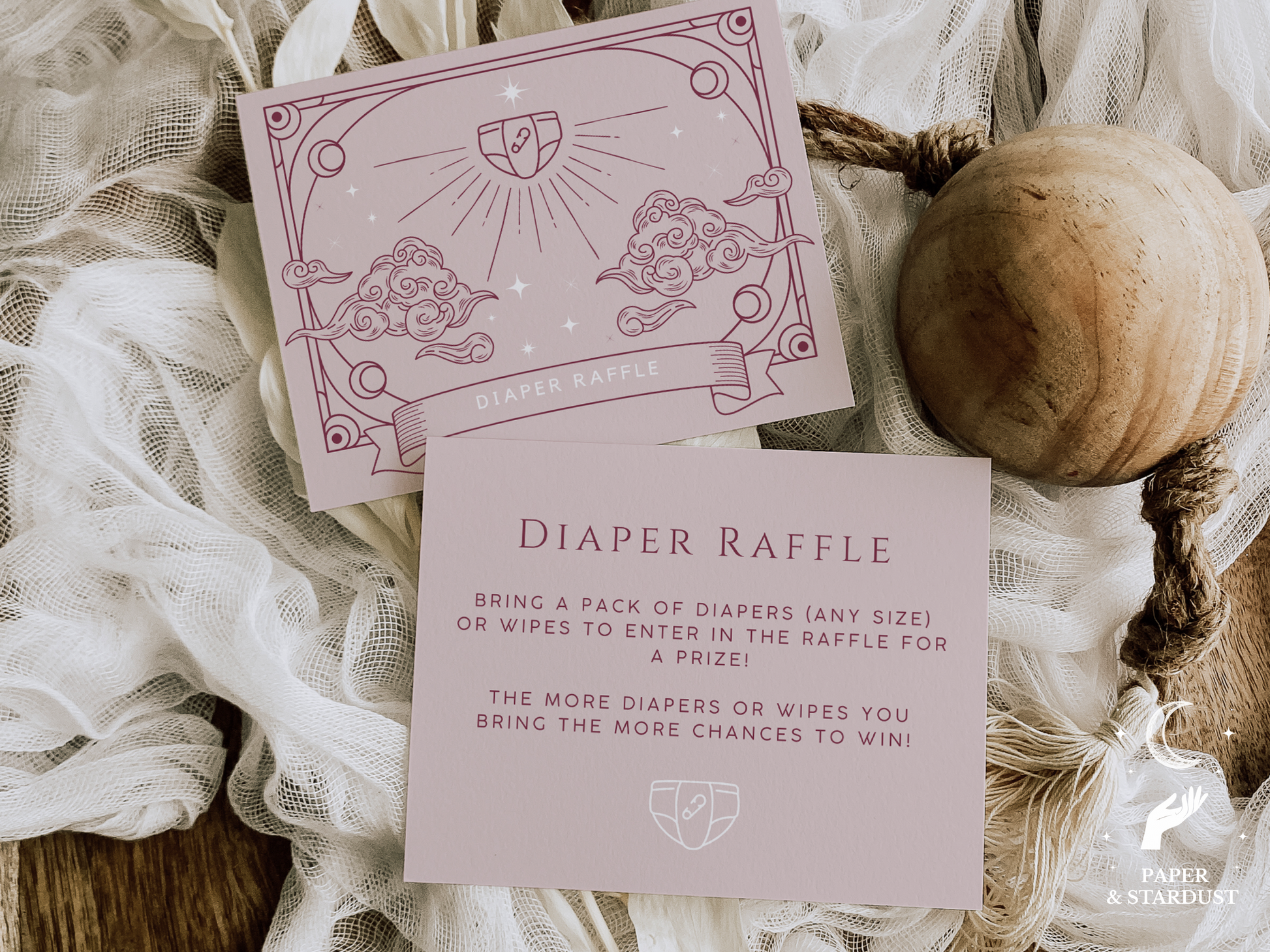 Pink Tarot Inspired Diaper Raffle Card